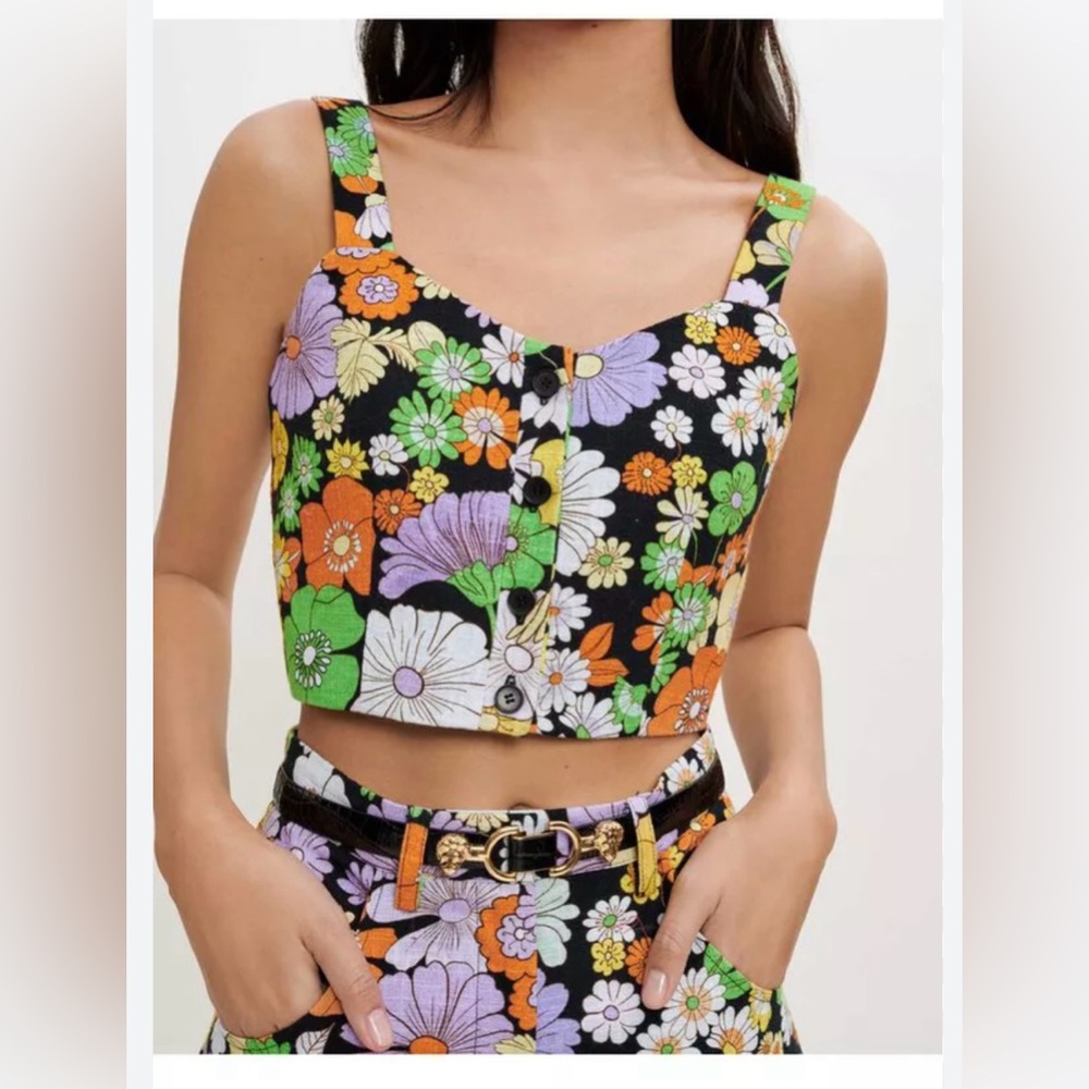 Maje Groovy Daisy Print Crop, 70s Vibe